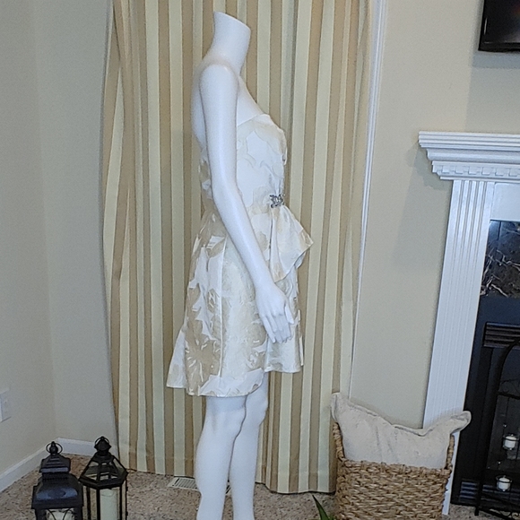 ABS STRAPLESS JEWELED BROCADE DRESS 6 - Picture 10 of 14